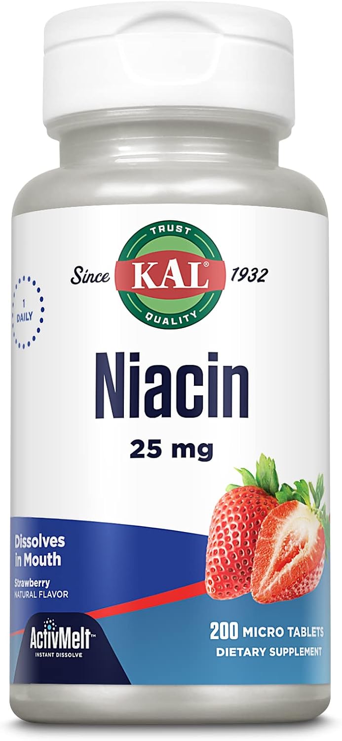 KAL Niacina 500mg Sin Enrojecimiento - Vitamina B3 Vegana - 60 Cápsulas