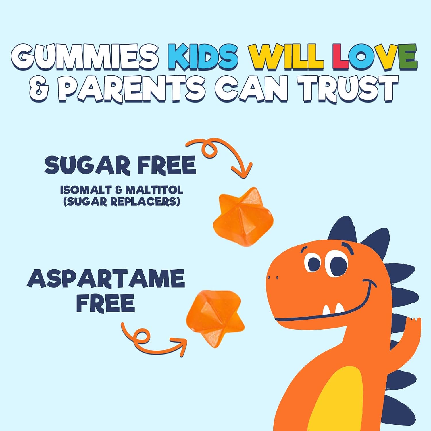 Gominolas Multivitamínicas para Niños - Sin Azúcar - Sabor Naranja - 60 Gominolas