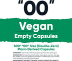 Nutricost Cápsulas Vacías Veganas Tamaño 00 - 500 Cápsulas Vegetales Transparentes - Certificado Kosher, Halal, No GMO, Sin Soja, Sin Gluten, Vegano