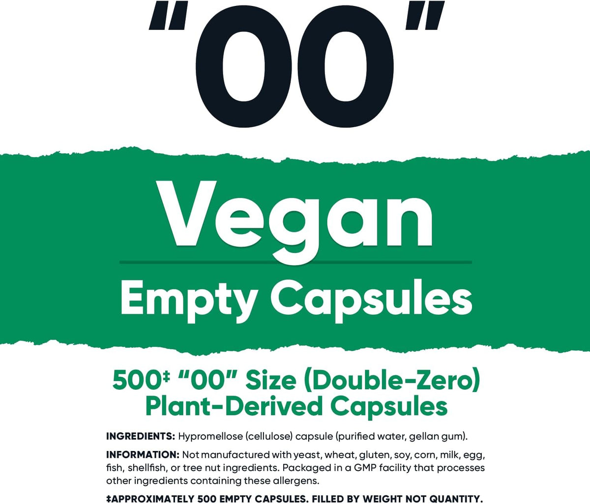 Nutricost Cápsulas Vacías Veganas Tamaño 00 - 500 Cápsulas Vegetales Transparentes - Certificado Kosher, Halal, No GMO, Sin – Image 2