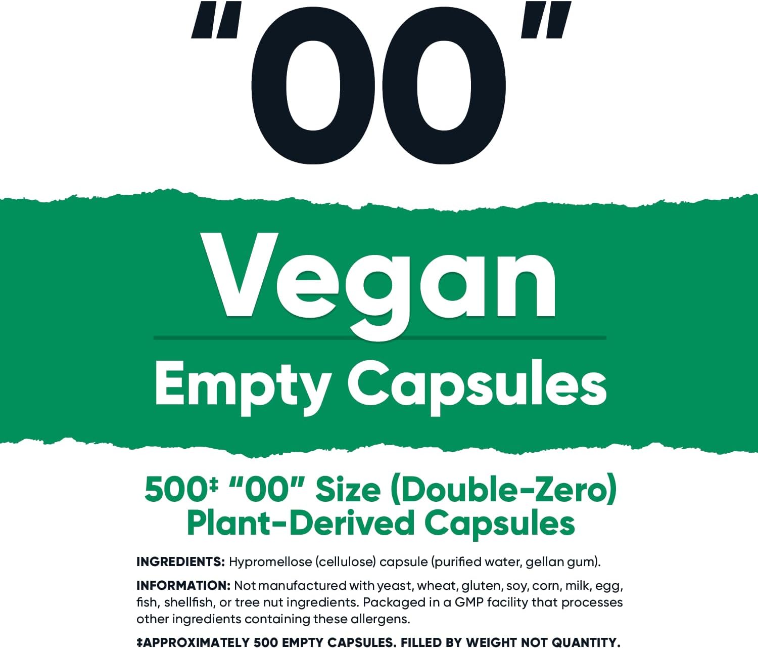 Nutricost Cápsulas Vacías Veganas Tamaño 00 - 500 Cápsulas Vegetales Transparentes - Certificado Kosher, Halal, No GMO, Sin Soja, Sin Gluten, Vegano