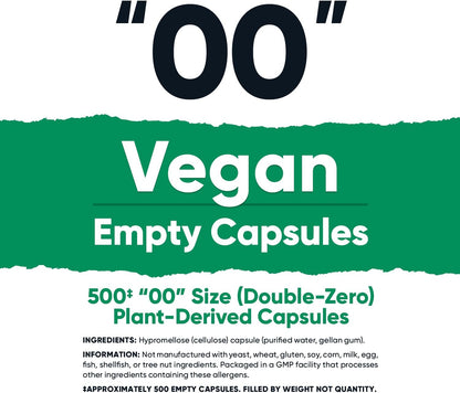Nutricost Cápsulas Vacías Veganas Tamaño 00 - 500 Cápsulas Vegetales Transparentes - Certificado Kosher, Halal, No GMO, Sin – Image 2
