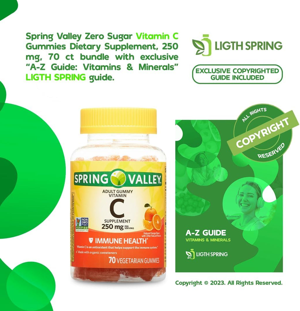 Vitaminas C Gummies para Adultos, 250 mg, 70 unidades (Pack de 3) con Guía Exclusiva