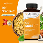 LifeSeasons GS Stabili-T - Suplemento para el Apoyo al Azúcar en Sangre - Circulación y Visión Saludables - con Cromo, Canela, Gymnema, Arándano y Ácido Alfa Lipoico - 90 Cápsulas