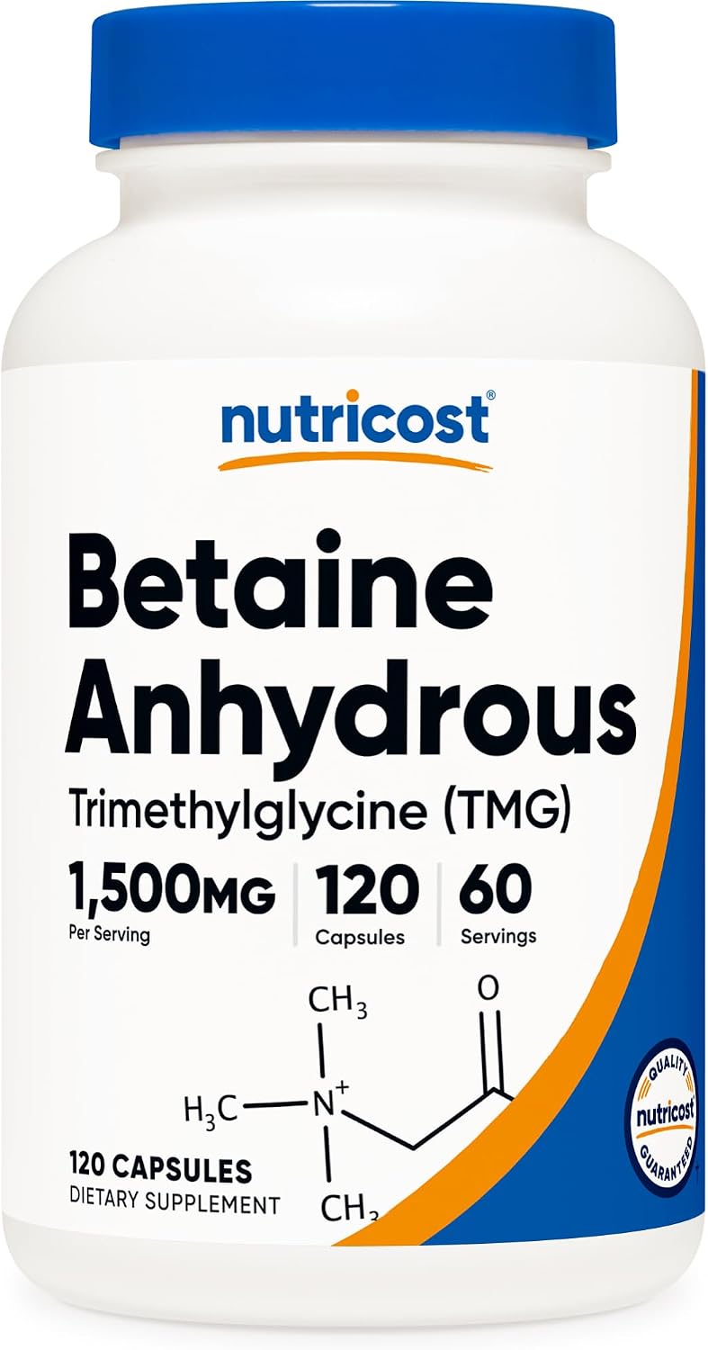 Nutricost Betaína Anhidra 1500mg, 180 Servicios (3 Botellas)