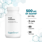Supersmart - Ferula Asafoetida 500mg al Día (Patented) - Alta Potencia Asafin Ferula Asafoetida - Extracto de Resina Assa Foetida | Sin OGM y Sin Gluten - 60 Cápsulas Vegetales