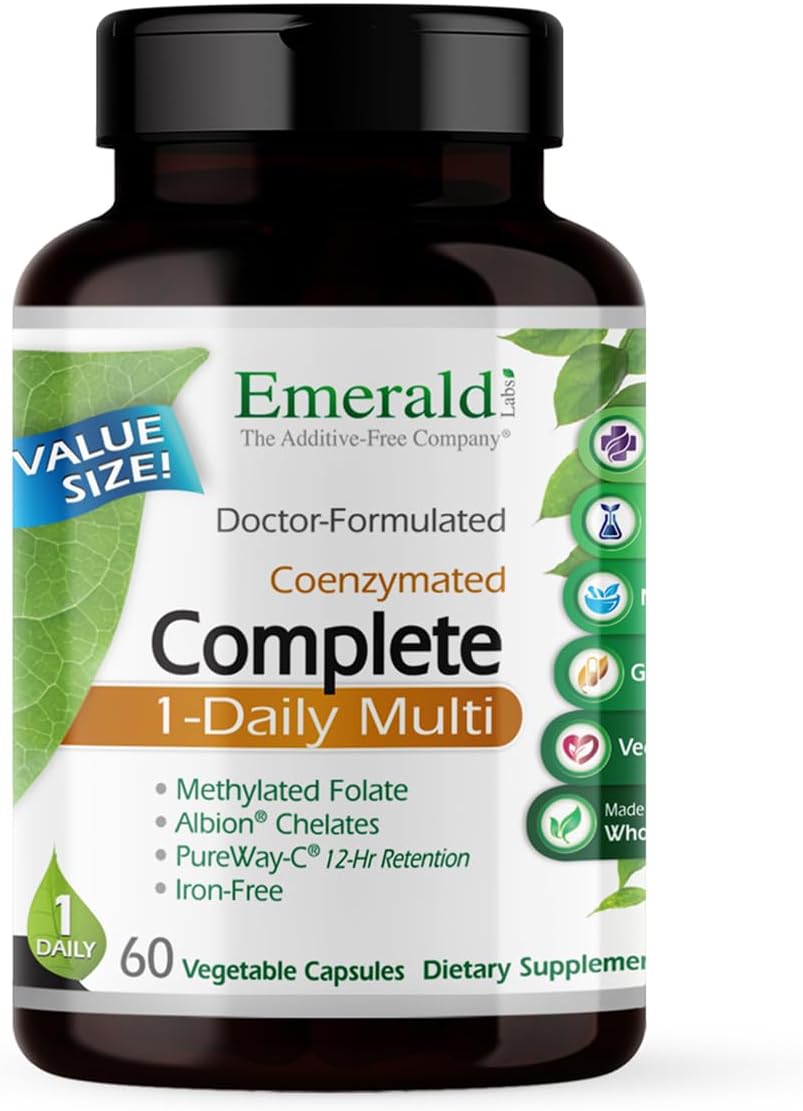 EMERALD LABS Complete 1-Daily Multi - Multivitamínico completo para hombres y mujeres con vitamina C, folato metilado y mezcla de alimentos integrales - 30 cápsulas vegetales