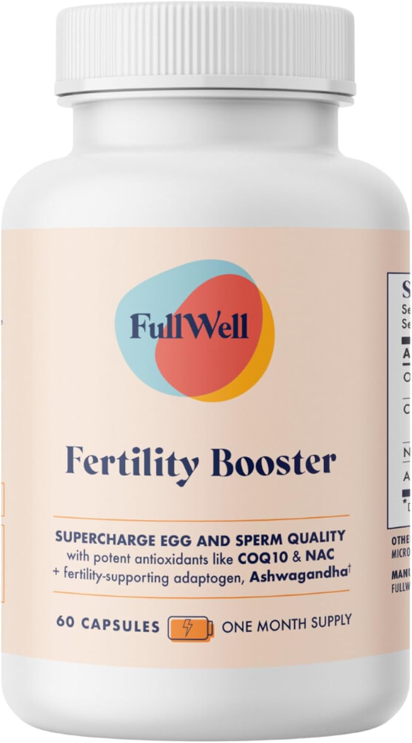 FullWell Fertility Booster - Apoyo a la Concepción para Hombres y Mujeres - Favorece la Calidad del Óvulo y el Esperma - Salud Reproductiva - CoQ10, Ashwagandha, NAC y ALA - 60 Cápsulas, Paquete de 2 (60 porciones)