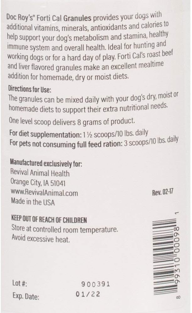 Doc Roy’s Forti Cal Suplemento Calórico para Perros y Gatos, 454g
