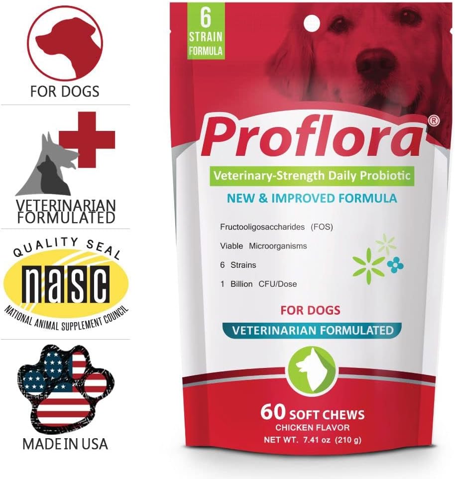 Proflora Masticables Blandos Probióticos para Perros - Probióticos para Perros - Salud Digestiva e Inmunitaria - 180 Masticables Blandos