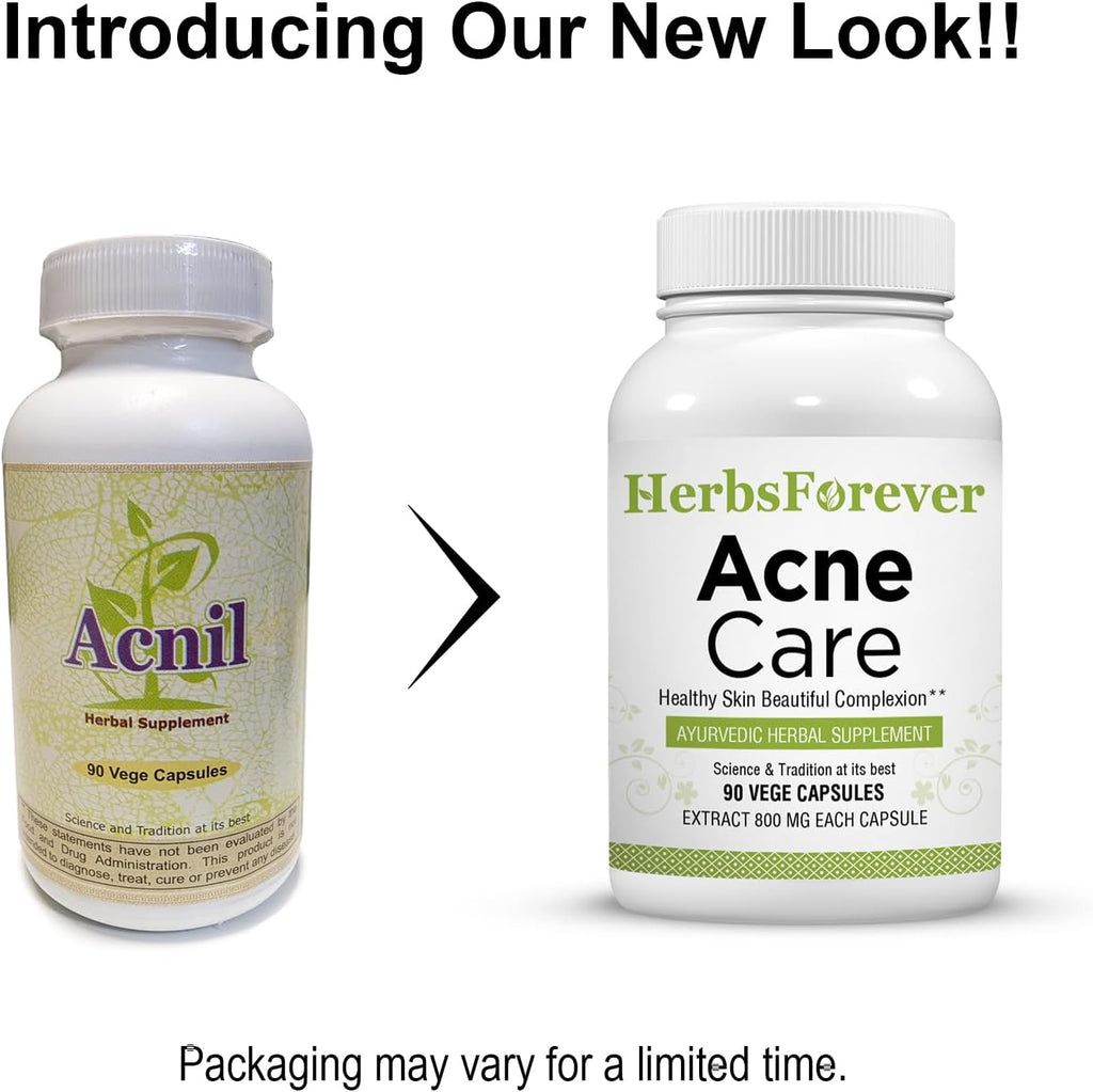 Acne Care ACNIL | Suplemento Natural Ayurvédico para una Piel Limpia y Equilibrada | Control del Acné y Exceso de Sebo | 90 Cápsulas Veganas de 800 mg
