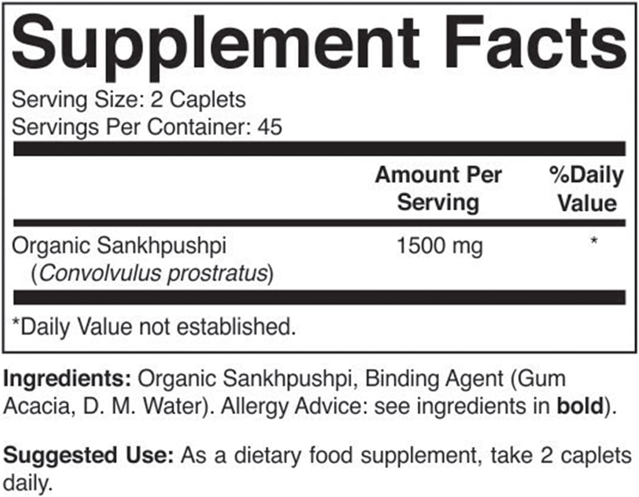 Brieofood Organic Sankhpushpi 1500mg, 90 Comprimidos Vegetarianos