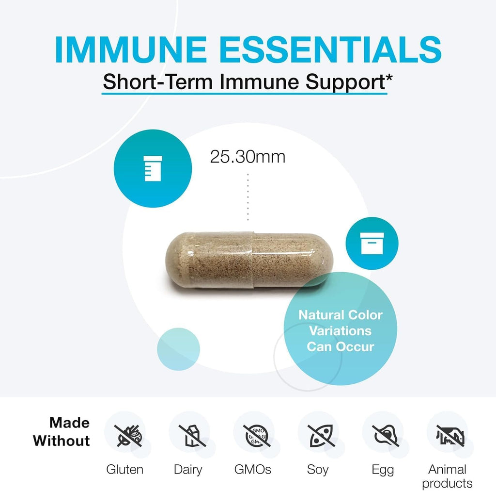 XYMOGEN Immune Essentials - 1000 mg de Vitamina C y Extracto de Hoja de Olivo - Apoyo Inmunológico - Sin Gluten, Sin Lácteos - 45 Cápsulas