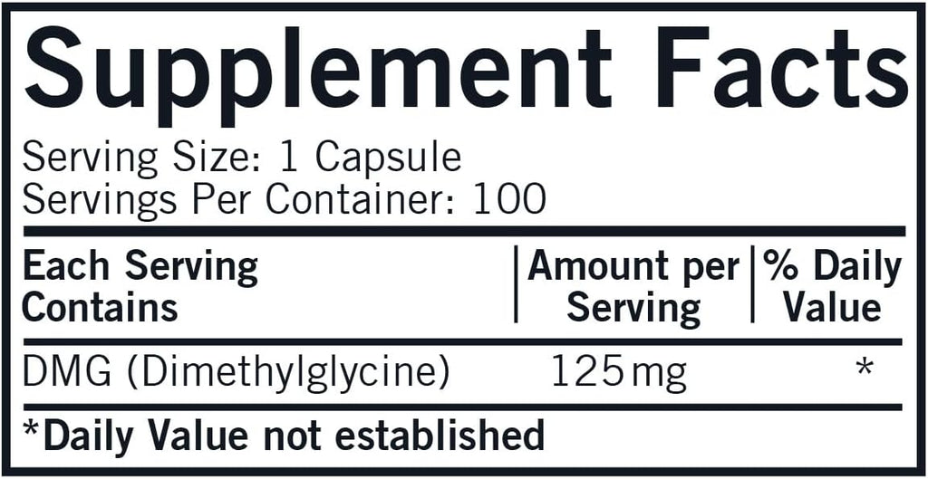 Kirkman DMG (Dimetilglicina), 125 mg, 100 Cápsulas
