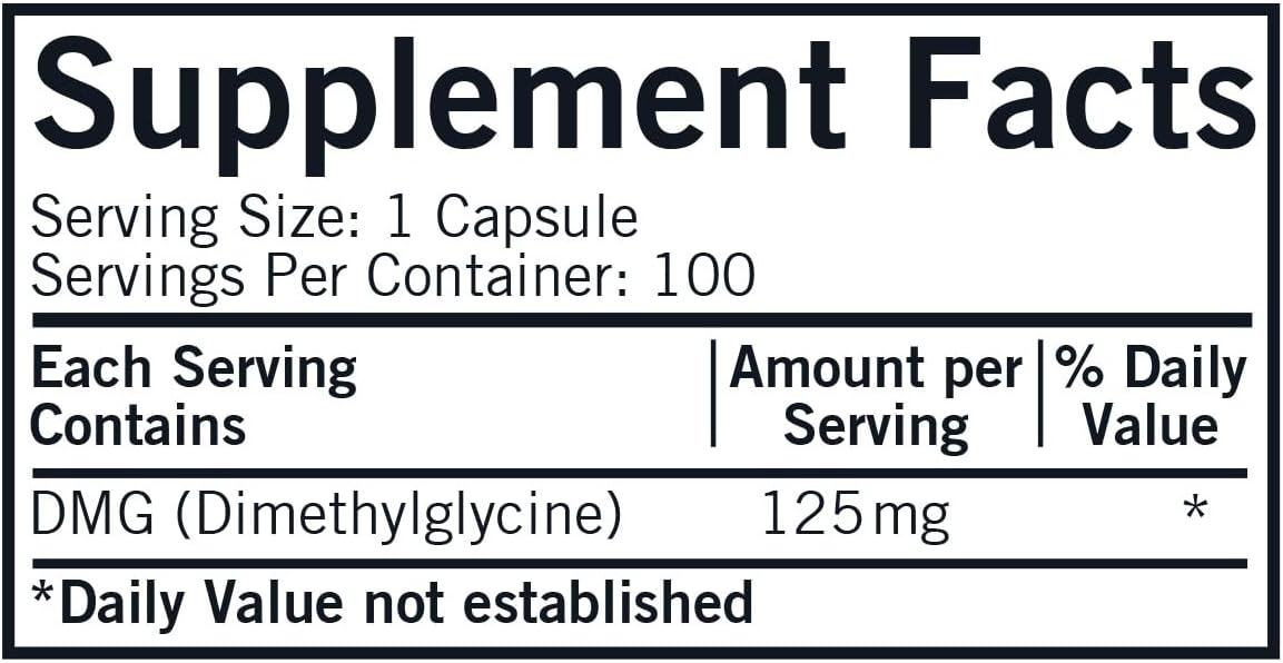 Kirkman DMG (Dimetilglicina), 125 mg, 100 Cápsulas