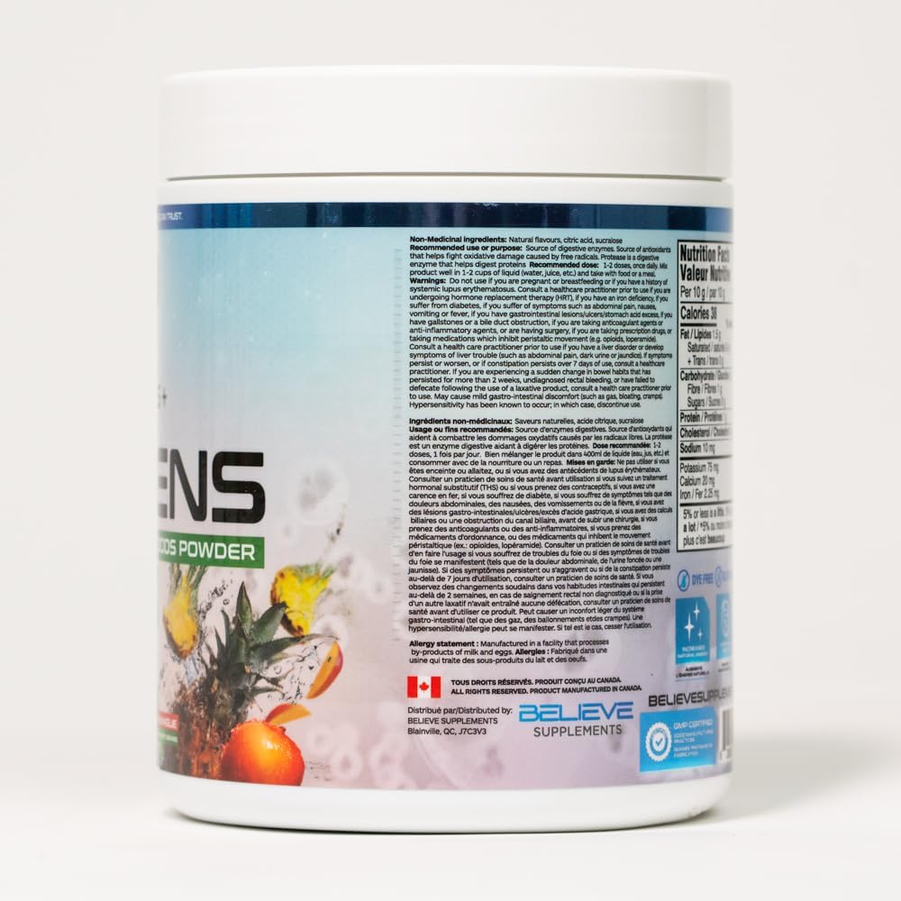 Believe Supplements Superfoods+Greens - Mezcla de Superalimentos en Polvo (Mango Piña / Explosión Cítrica)