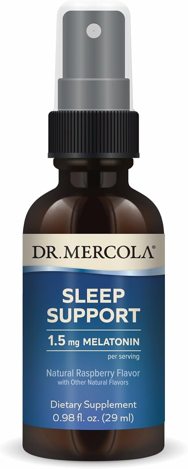 Dr. Mercola Sleep Support Spray con Melatonina - 3 Envases - Sabor Frambuesa Natural