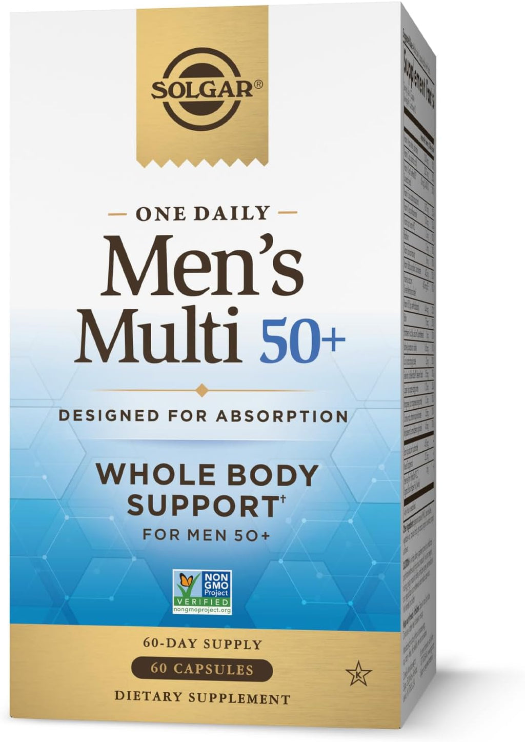 Solgar One Daily Men's Multi 50+ - Multivitamínico Completo para Hombres Mayores de 50 Años, 60 Cápsulas Veganas de Liberación Retardada