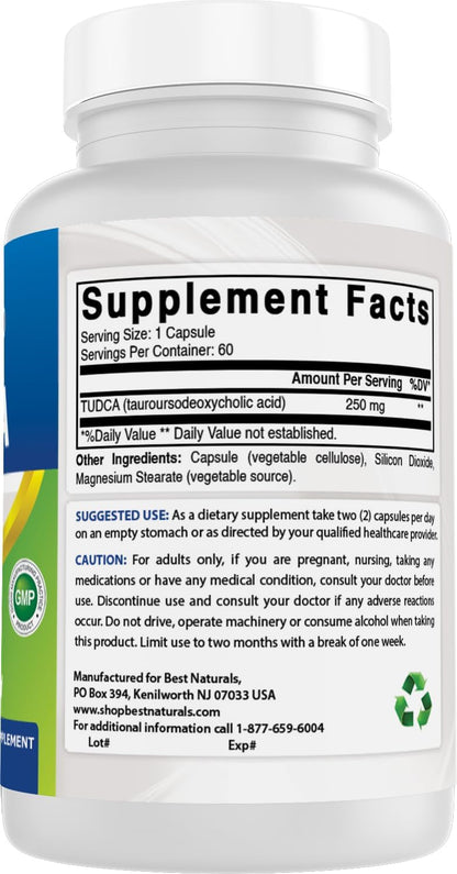 Best Naturals TUDCA 250mg (Ácido Tauroursodesoxicólico) - 60 Cápsulas Veganas – Image 6