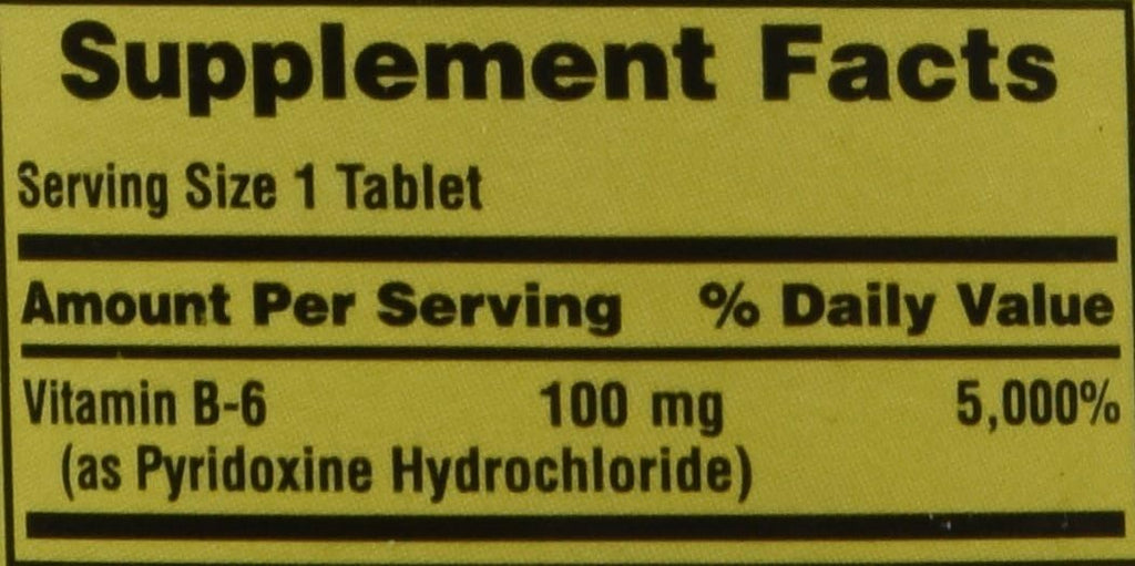 Spring Valley Vitamina B6 (Piridoxina) 100 mg, 250 Comprimidos