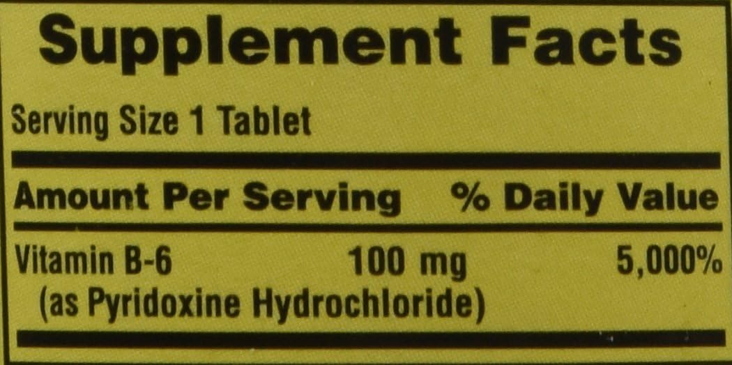 Spring Valley Vitamina B6 (Piridoxina) 100 mg, 250 Comprimidos