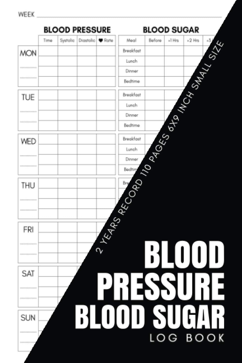 Blood Pressure Blood Sugar Log Book: Cuaderno de Registro de Presión Arterial y Glucosa para Más de 2 Años