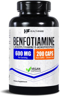 Healthfare Benfotiamina 600mg | 200 Cápsulas Veganas | Absorción Mejorada