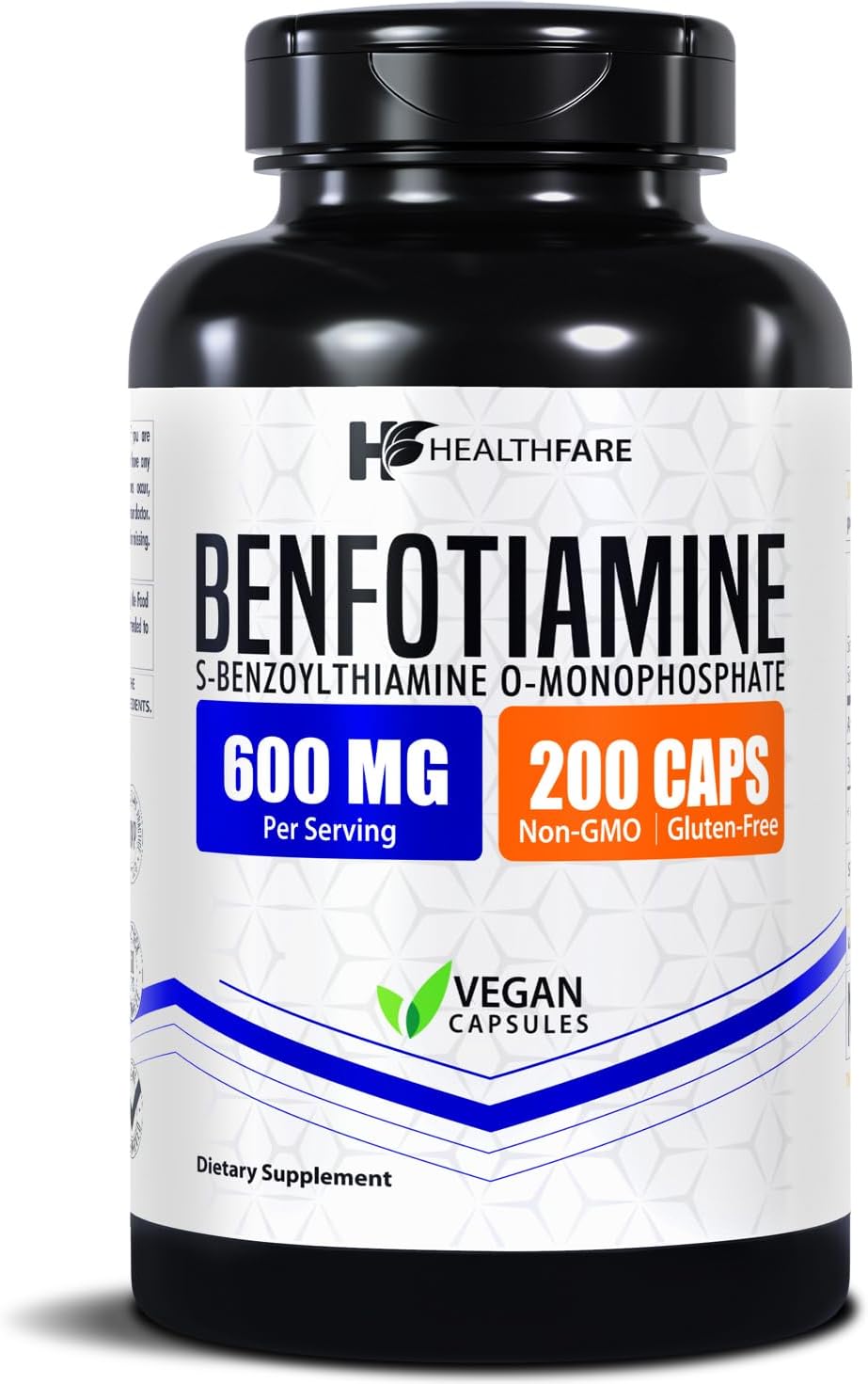 Healthfare Benfotiamina 600mg | 200 Cápsulas Veganas | Absorción Mejorada