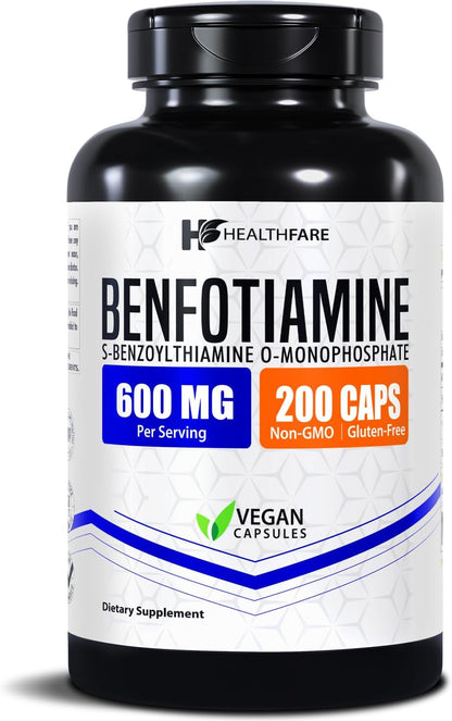 Healthfare Benfotiamina 600mg | 200 Cápsulas Veganas | Absorción Mejorada – Image 1