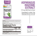 SOLARAY Asparagus 175 mg - Extracto de Raíz de Espárrago - 60 Cápsulas Veganas