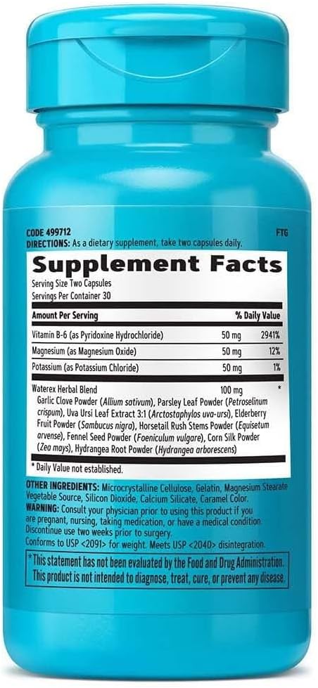 GNC Total Lean Waterex - Regula el equilibrio hídrico con electrolitos, 60 cápsulas