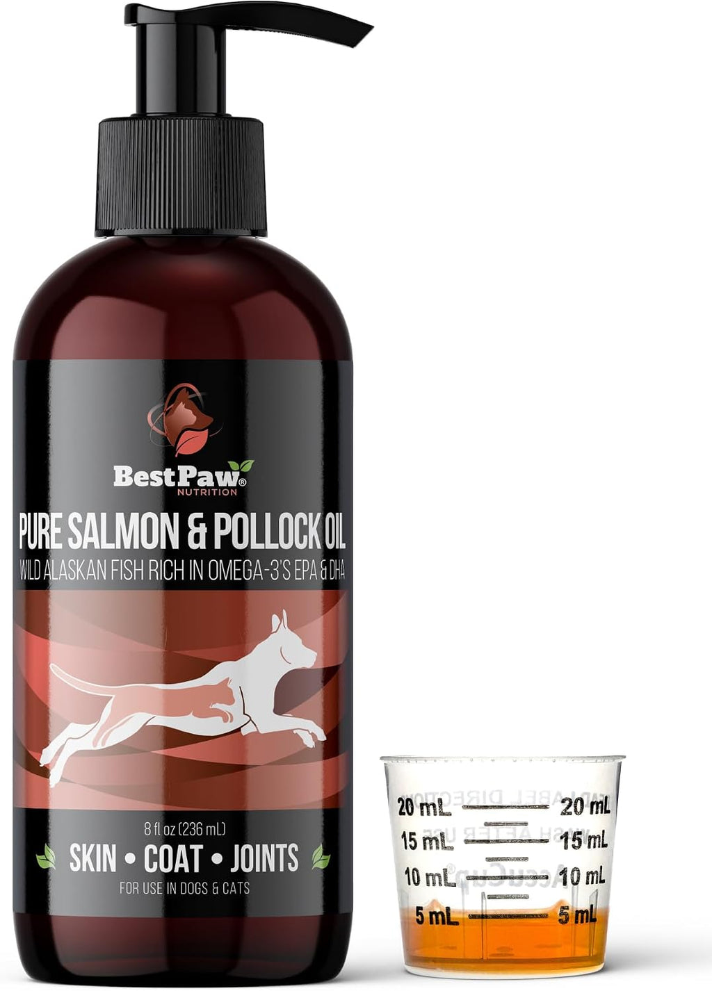 Alaskan Wild Salmon Oil for Dogs - Liquid Omega 3 with Pump - 236 ml