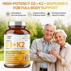 Purity Labs Vitamina D3 + K2 10000 IU, 200 mcg K2 MK-7 con Bioperine, 120 Cápsulas