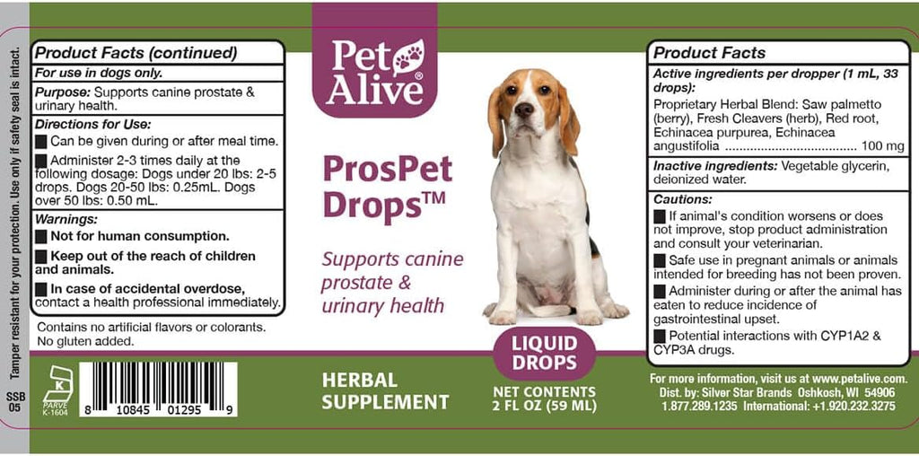 ProsPet Gotas para la Salud de la Próstata y Vejiga en Perros - Suplemento Herbal - 59 ml