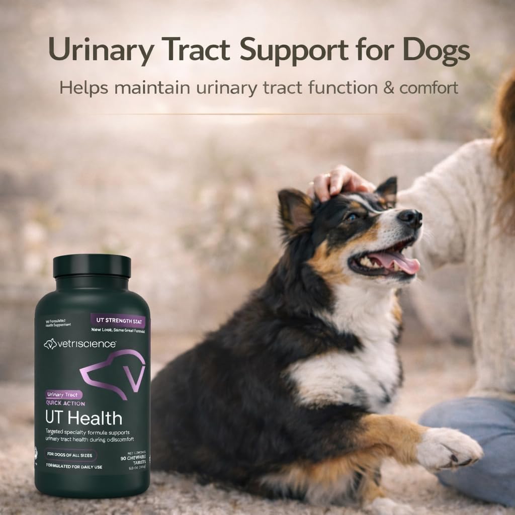 VetriScience Quick Action UT Health - Suplemento urinario para perros - 90 tabletas masticables con sabor ahumado