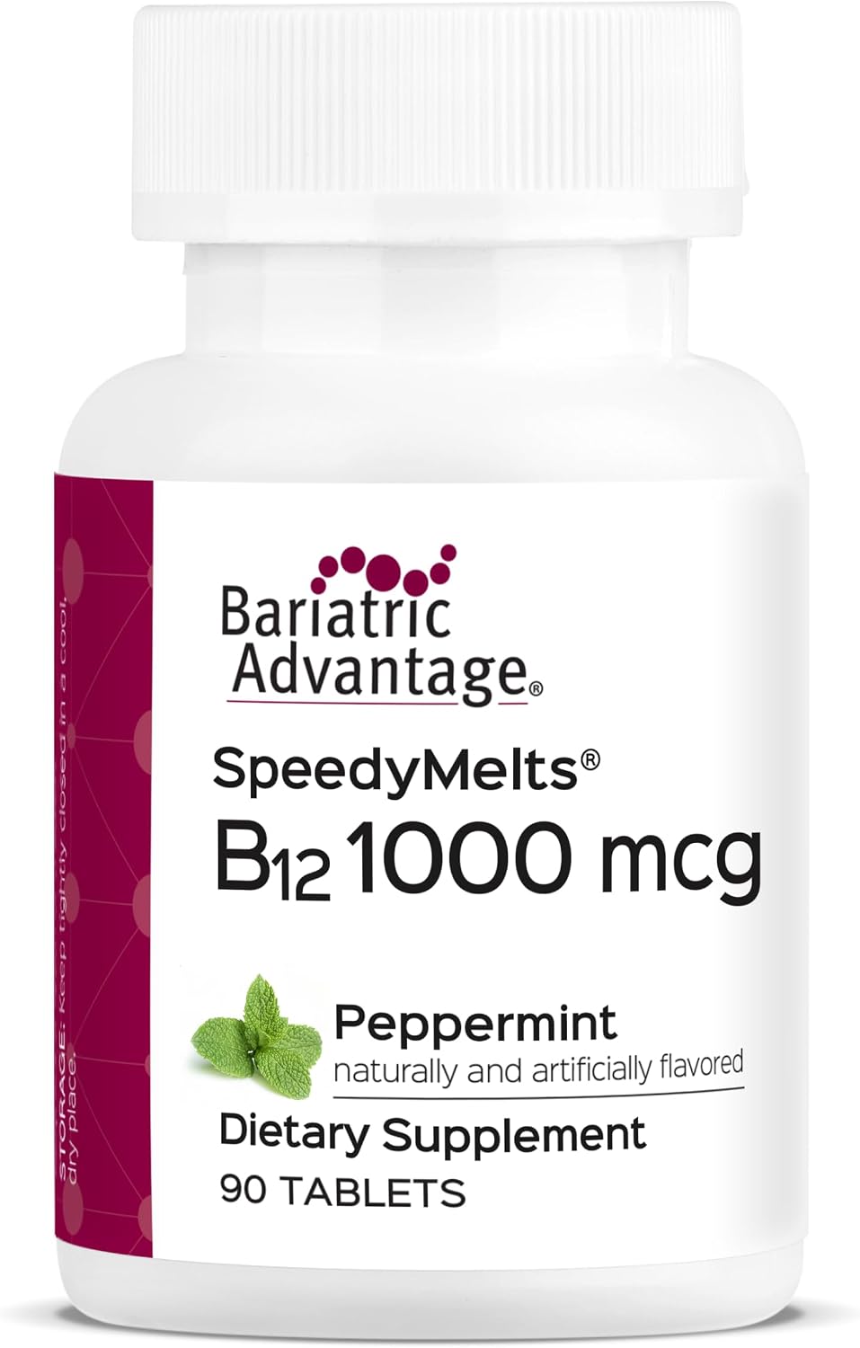 Bariatric Advantage SpeedyMelts B12 1000 mcg – Comprimidos de disolución rápida con ácido fólico, sabor menta, 90 unidades