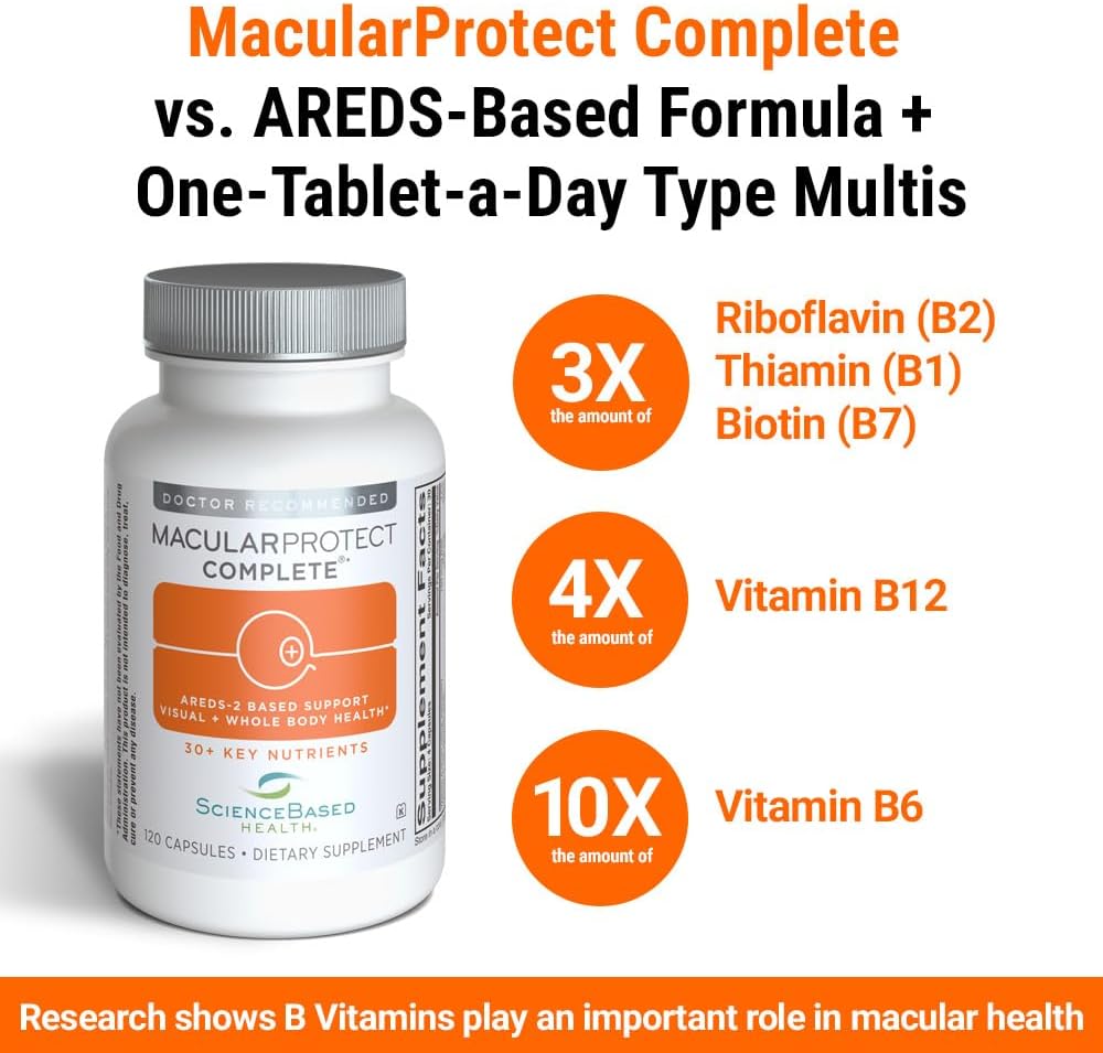 ScienceBased Health MacularProtect Complete – Suplemento Ocular AREDS 2 y Multivitamínico Diario, 120 Cápsulas