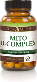 Script Essentials Suzy Cohen, Mito B Complex - Suplemento de Complejo B con 5-MTHF y Adeno B12, 60 Cápsulas