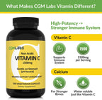 CGMLABS Vitamina C No Ácida 1500mg con Calcio - 500 Cápsulas