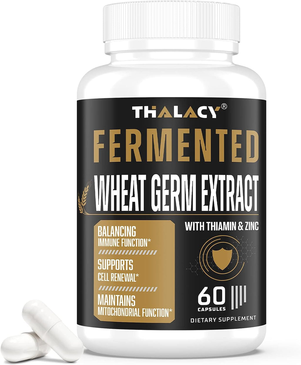 Thalacy Suplemento de Espermidina 13mg - Extracto de Germen de Trigo 1300mg - Fórmula Potente con Zinc - 60 Cápsulas