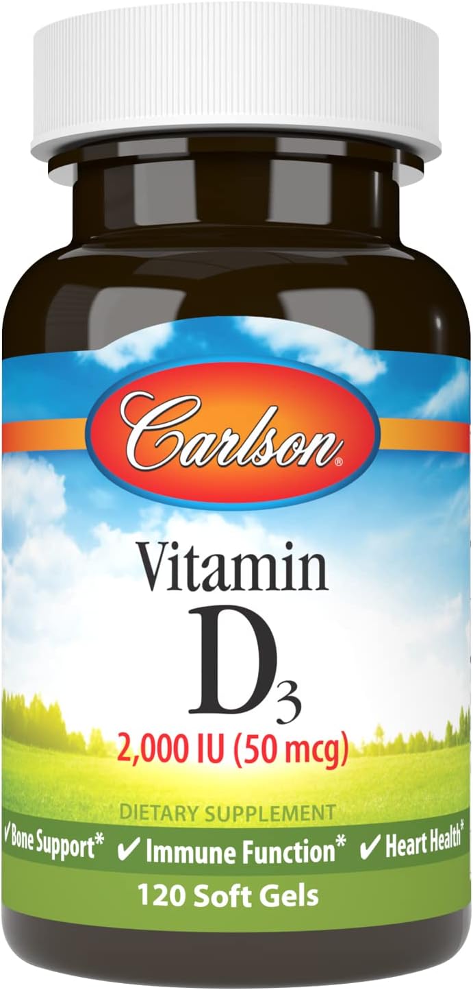 Carlson Vitamina D3 2000 UI (50 mcg) - 120 Cápsulas Blandas