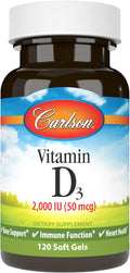 Carlson Vitamina D3 2000 UI (50 mcg) - 120 Cápsulas Blandas