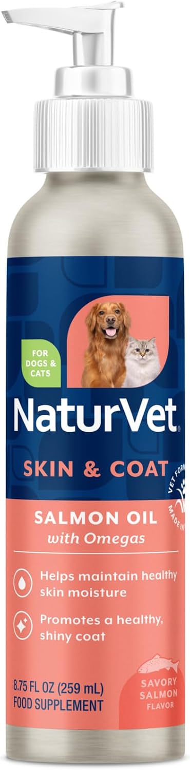 Aceite de Salmón NaturVet para Perros y Gatos – Omega 3, 6 y 9 – 258 ml