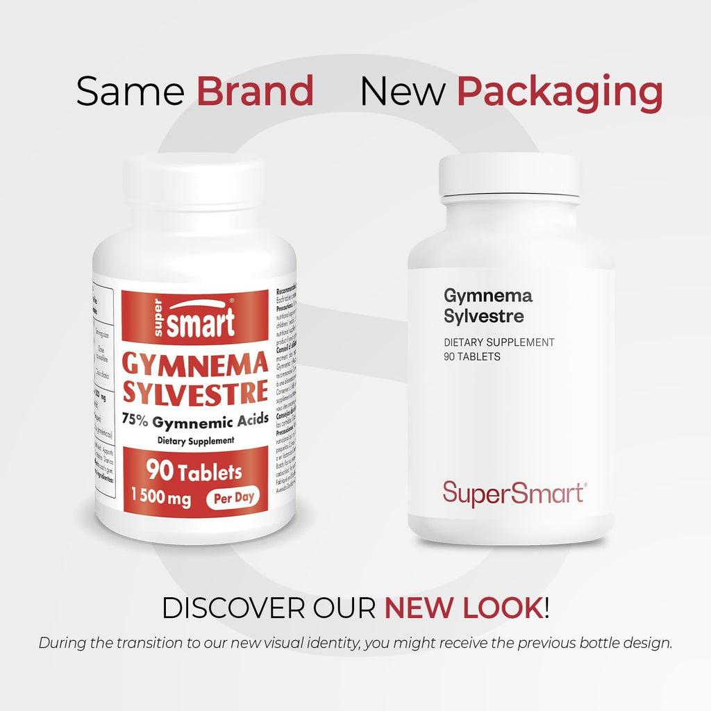 Supersmart - Gymnema Sylvestre 1500 mg al día - 75% Ácidos Gimnémnicos | Complemento Alimenticio - 90 Comprimidos