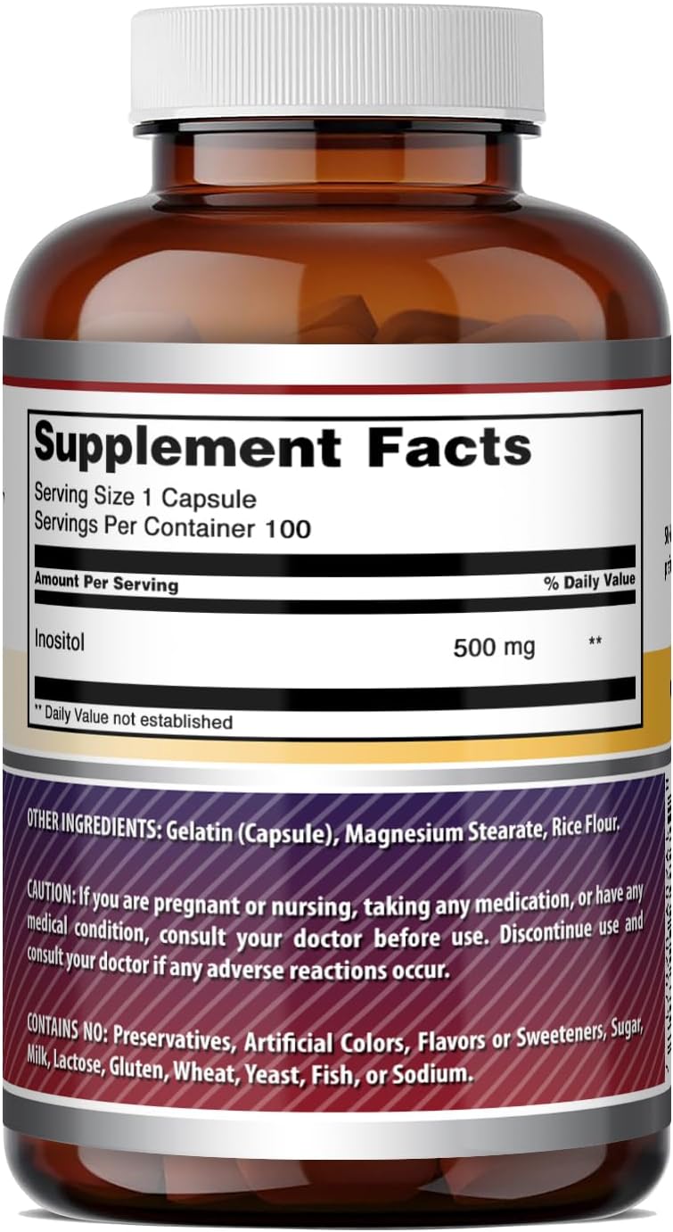 Amazing Formulas Inositol 500 mg | 100 Cápsulas | Complemento Alimenticio