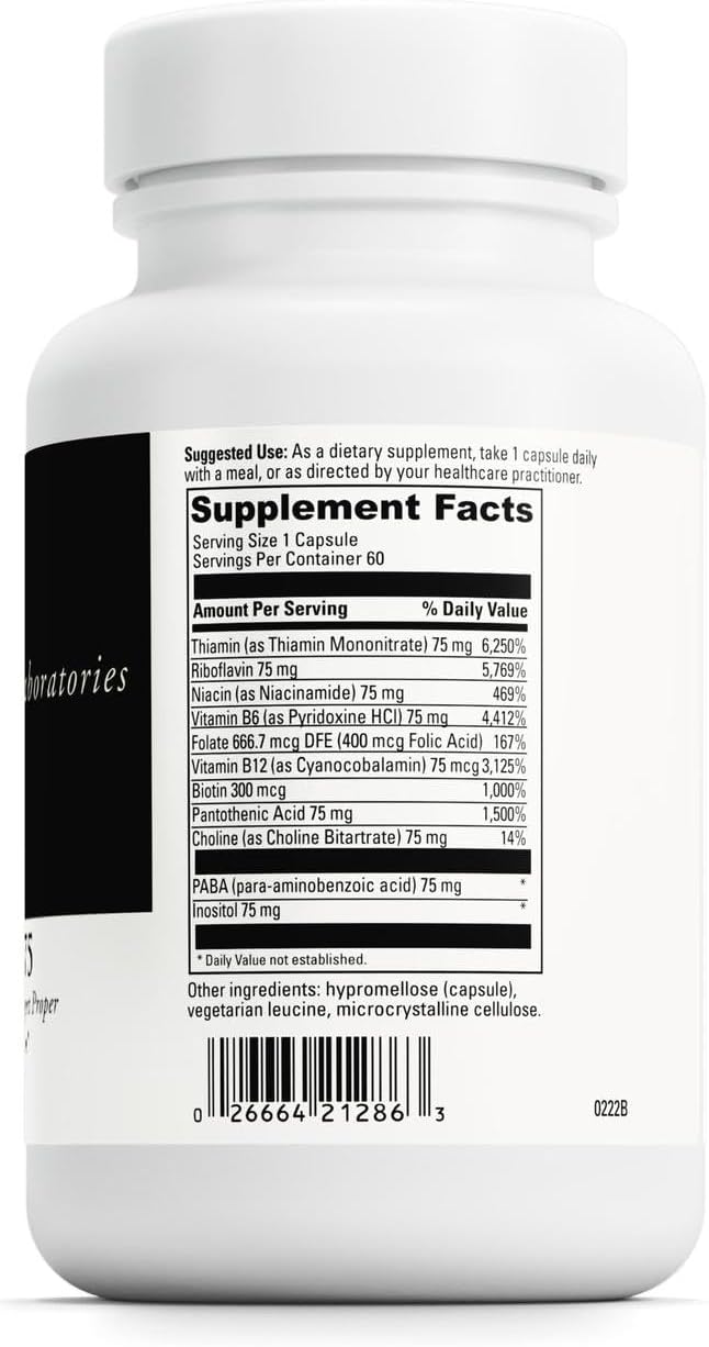 DAVINCI Labs B Complex-75 - B Complex with 11 Vitamins, 60 Capsules