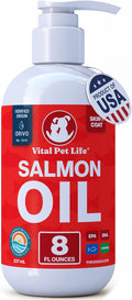 Aceite de Salmón para Perros y Gatos - Apoyo para Piel y Pelaje Saludables, Omega 3 EPA DHA, 236 ml