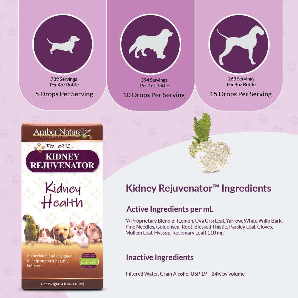 Amber NaturalZ Kidney Rejuvenator Suplemento Herbal para Mascotas - 118 ml