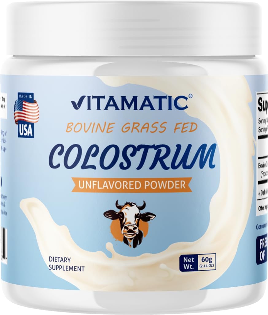 Vitamatic Calostro Bovino en Polvo 30% IgG - 60 Gramos (30 Raciones, Sin Sabor)