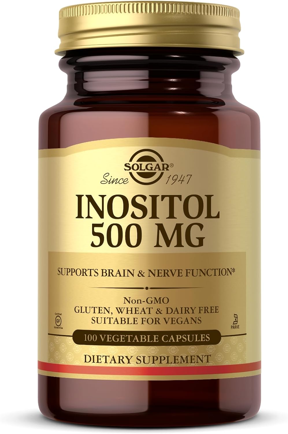 Solgar Inositol 500 mg - 100 Cápsulas Vegetales - Apoyo Celular y Salud Cerebral - Vegano, Sin Gluten, Sin Lácteos, Kosher